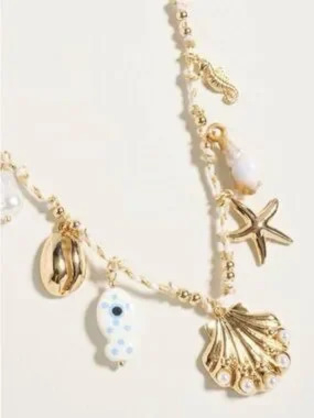 Ocean Charm Fabric Chain Necklace (8517)